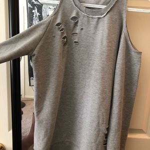 Gray destroyed sweater